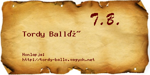 Tordy Balló névjegykártya
